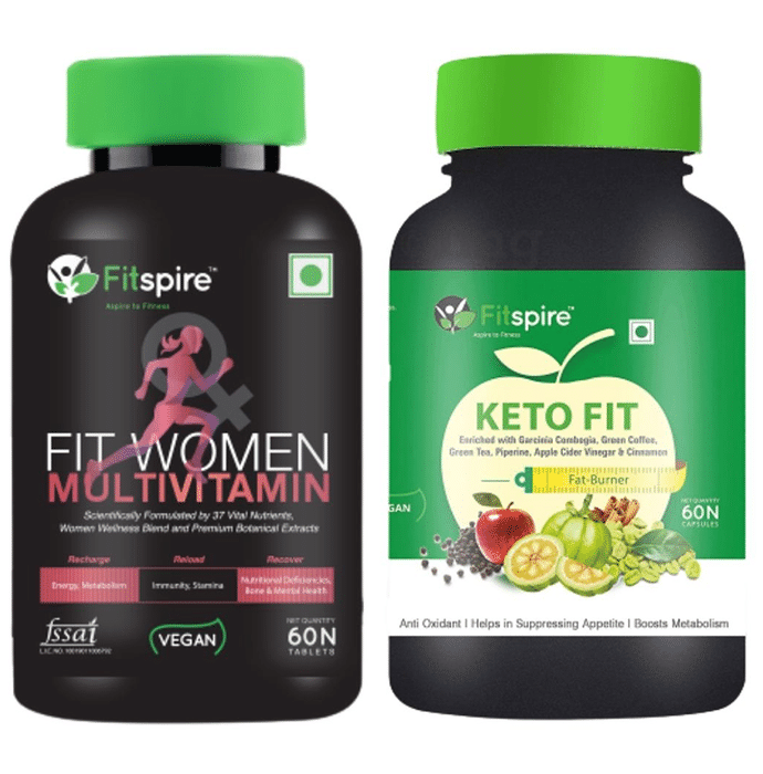 Fitspire Combo Pack of Fit Women Multivitamin 60 Tablets and Keto Fit 60 Capsules