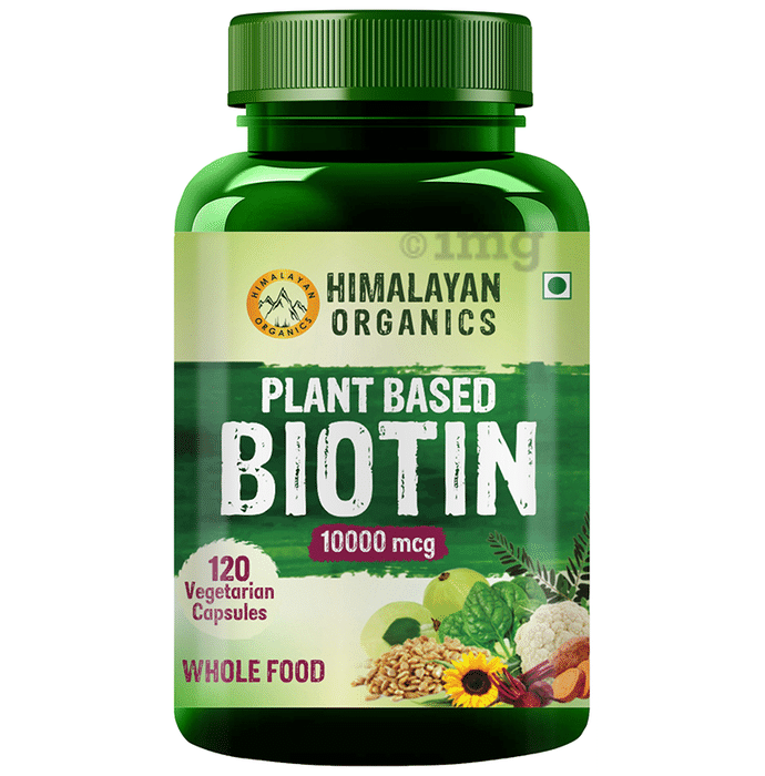 Himalayan Organics Plant Based Biotin 10000mcg | Vegetarian Capsule for Healthy Skin, Hair & Nails