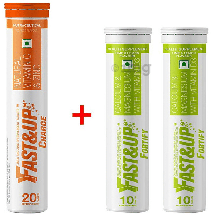 Fast&Up Combo Pack of Charge (20) & 2 Pack of Fortify (10) Effervescent Tablet