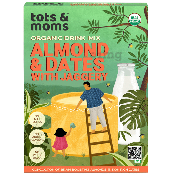 Tots and Moms Organic Drink Mix 1 Year+ Almond & Dates with Jaggery