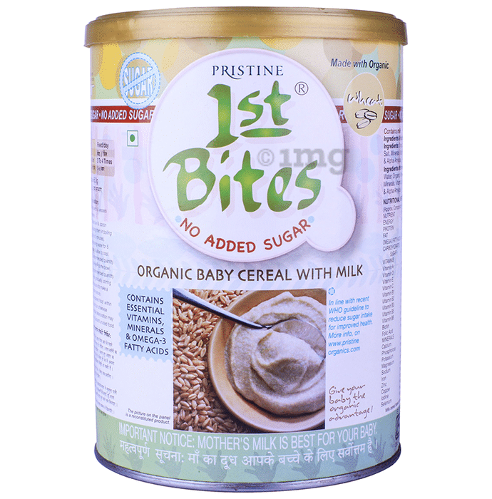 Pristine 1st Bites No Added Sugar (6 Months - 24 Months) Baby Cereal with Milk Wheat