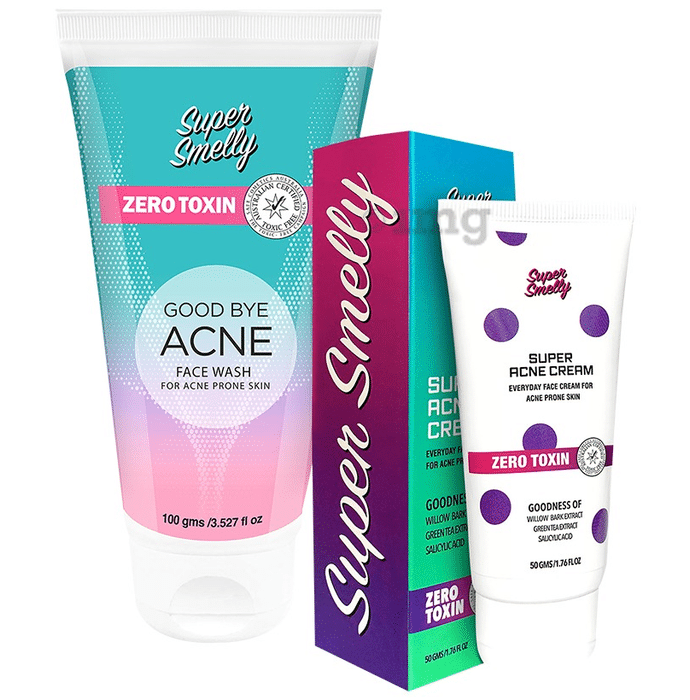 Super Smelly Good Bye Acne Face Wash (100gm) and Super Acne Cream (50gm)