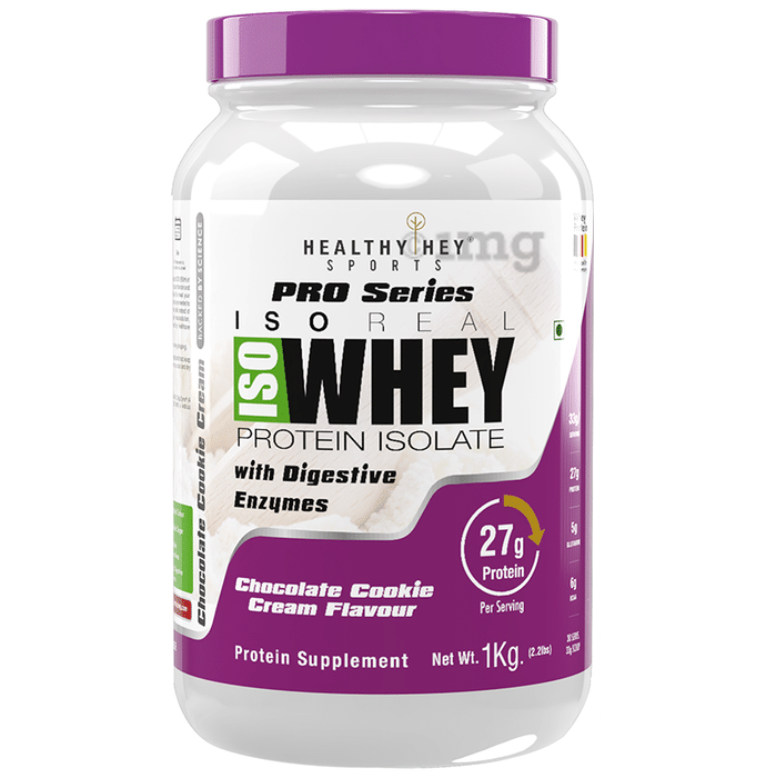 HealthyHey Sports ISO Whey Protein Isolate with Digestive Enzymes & Prebiotics Chocolate Cookie Cream