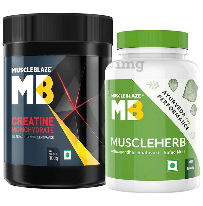 MuscleBlaze MB Combo Pack of Creatine Monohydrate 100gm & Muscleherb 30 Tablet