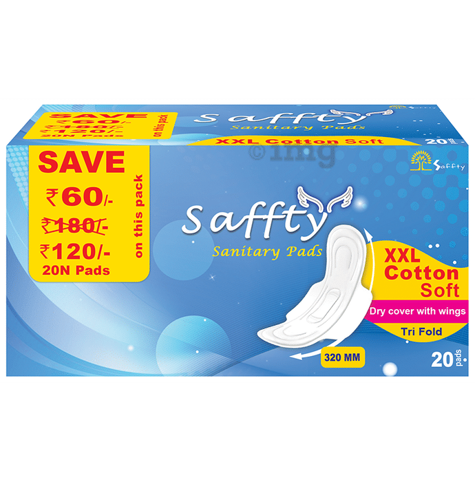 Saffty Sanitary Pads XXL Cotton Soft Tri Fold