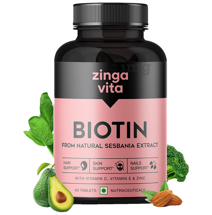 Zingavita Biotin Tablet with Zinc, Vitamin C & E for Hair, Skin & Nail Health