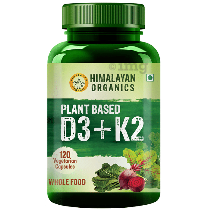 Himalayan Organics Plant Based D3 + K2 | Vegetarian Capsule for Healthy Bones