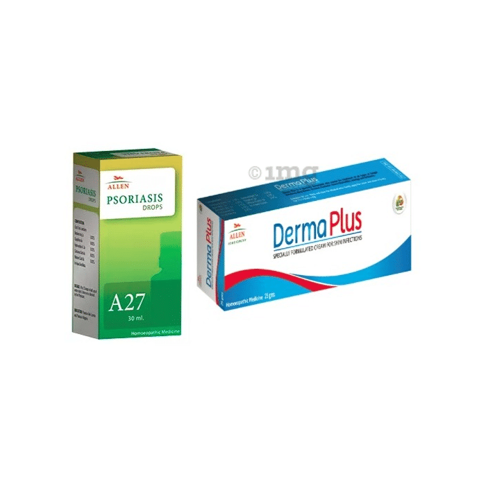 Allen Anti Psoriasis Combo Pack of A27 Psoriasis Drop 30ml & Derma Plus Cream 25gm