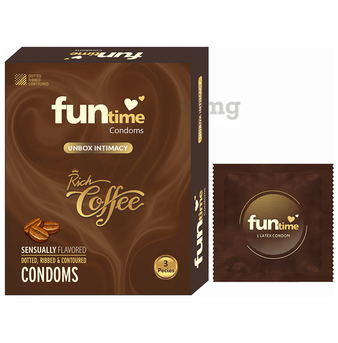 Funtime Dotted, Ribbed & Contoured Condom Rich Coffee