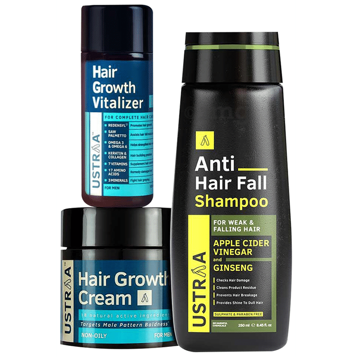 Ustraa Hair Growth Kit (Anti Hairfall Shampoo 250ml, Hair Growth Vitalizer 100ml & Cream 100gm)