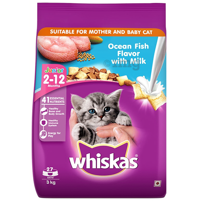 Whiskas Dry Food for Mother & Baby Cats | Junior 2-12 months | Ocean Fish Flavour