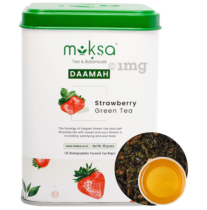 Moksa Daamah Strawberry Green Tea Biodegradable Pyramid Tea Bag