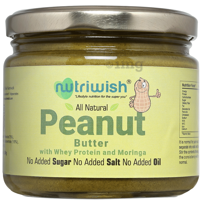 Nutriwish All Natural Peanut Butter with Whey Protein and Moringa