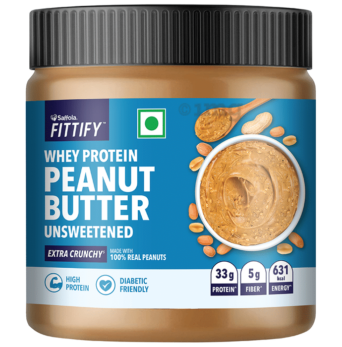 Saffola Fittify Whey Protein Peanut Butter Unsweetened Extra Crunchy