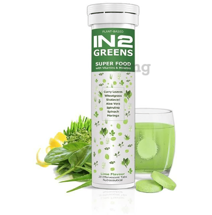 IN2 Greens Super Food with Vitamins & Minerals Effervescent Tablet Lime