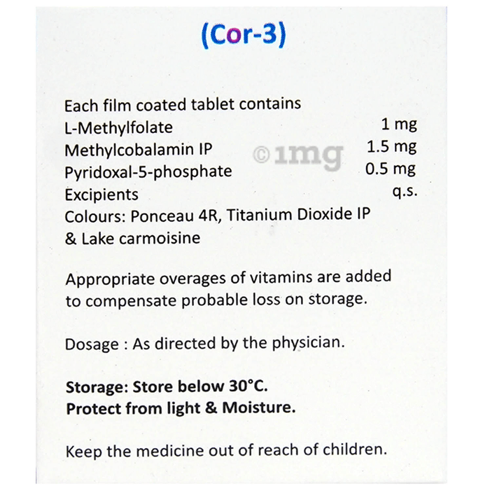 Cor 3 Tablet Buy strip of 15.0 tablets at best price in India 1mg