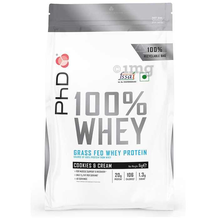 PHD 100% Grass Fed Whey Protein Powder Cookie and Cream