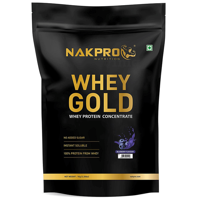 Nakpro Nutrition Whey Protein Gold for Muscle Support | Flavour Powder Blueberry