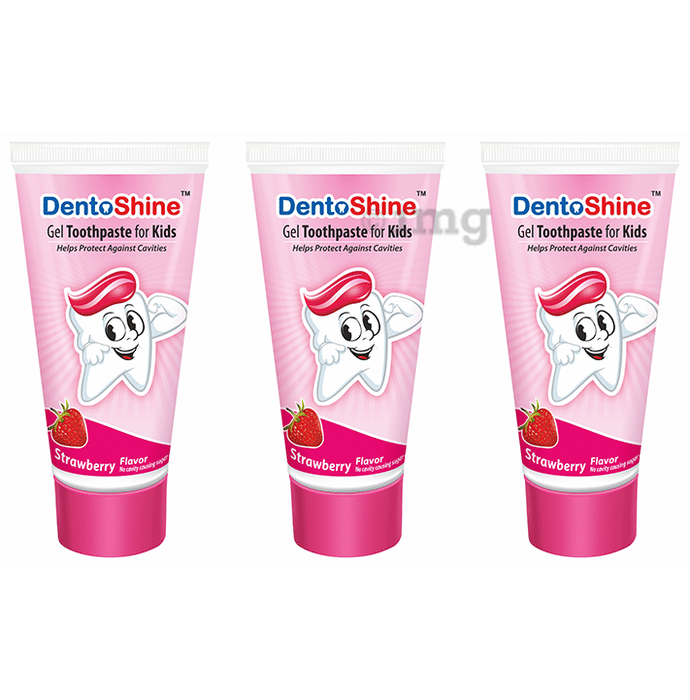 DentoShine Gel Toothpaste for Kids (80gm Each) Strawberry