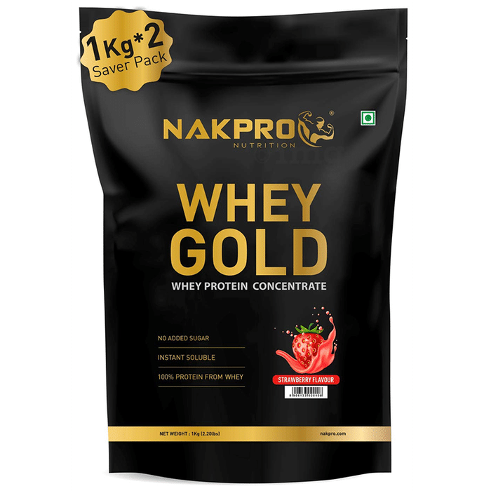 Nakpro Nutrition Whey Gold Whey Active Concentrate Powder (1kg Each) Strawberry