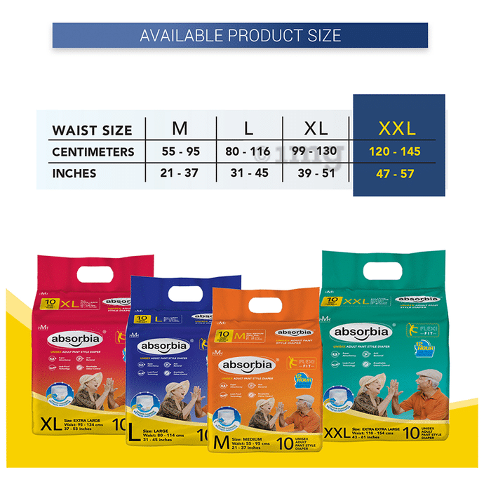 Protective Underwear XXL Size Absorbia Pant Style Adult Diaper at Rs  375/pack in Mumbai