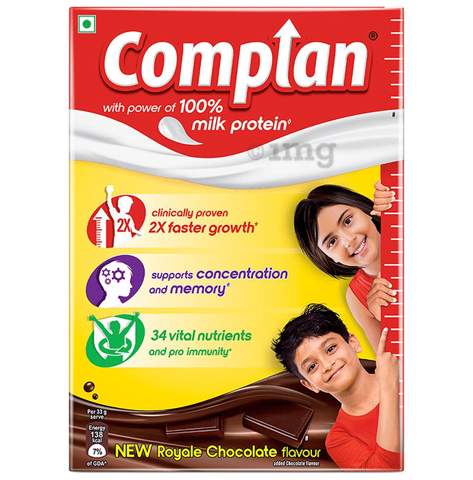 Complan 100% Milk Protein for Concentration, Memory & Growth | Flavour Royale Chocolate Refill
