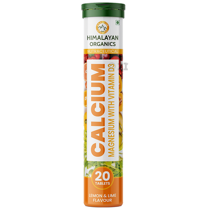 Himalayan Organics Calcium Magnesium with Vitamin D3 Effervescent Tablet Lemon and Lime