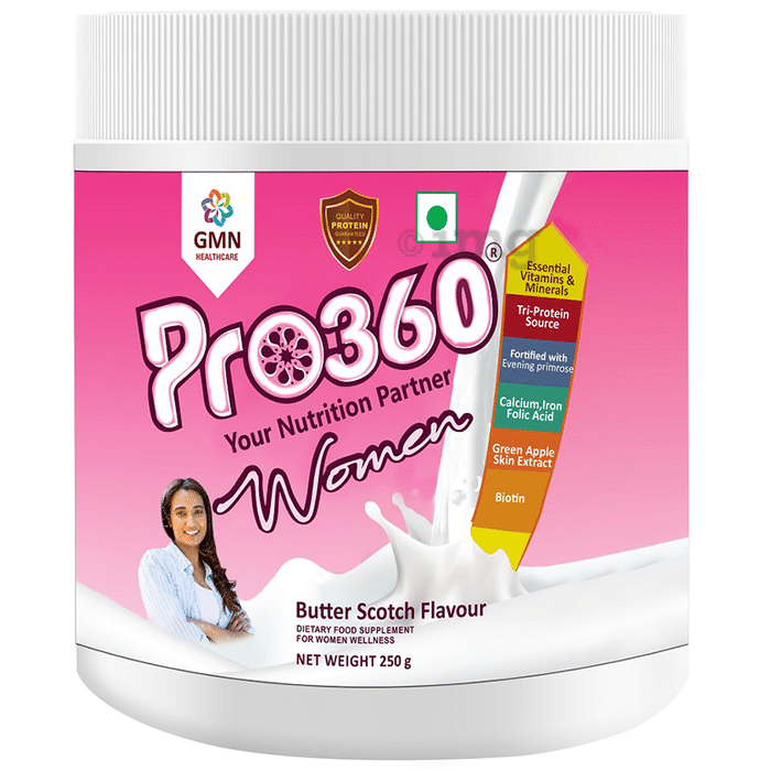 Pro360 Women Protein with Calcium, Iron, Vitamins & Minerals | Flavour Butterscotch Powder