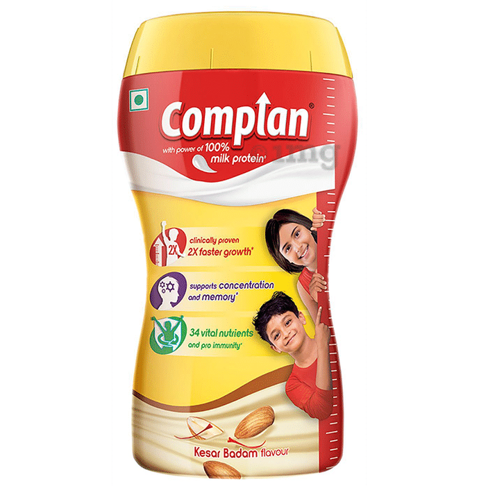 Complan Nutrition and Health Drink | 100% Milk Protein for Concentration, Memory & Growth | Flavour Kesar Badam