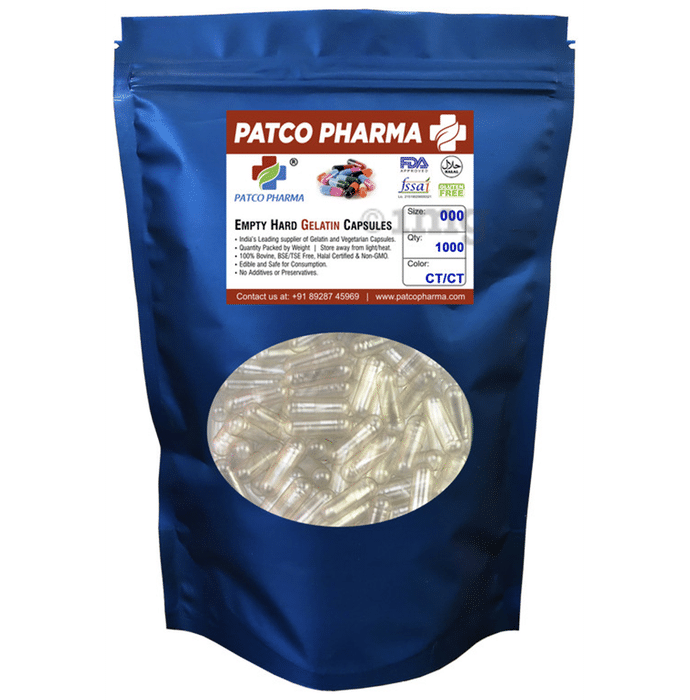Patco Pharma Empty Hard Gelatin Capsule Size 000 Clear