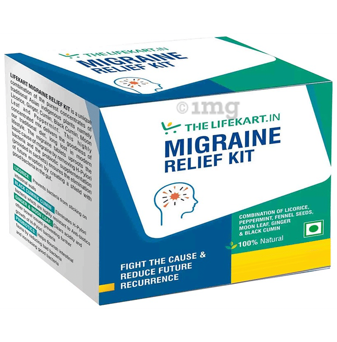 The Lifekart.In Migraine Relief 30 Days Kit (90 Chewable Tablet & 30 Probiotic Sachet)