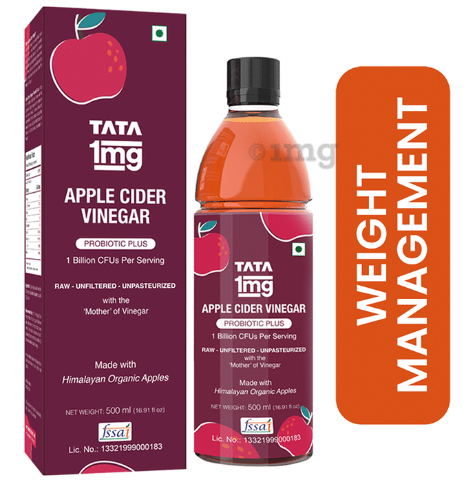 Tata 1mg Apple Cider Vinegar ACV Probiotic Plus | Raw, Unfiltered & Unpasteurized with The Mother