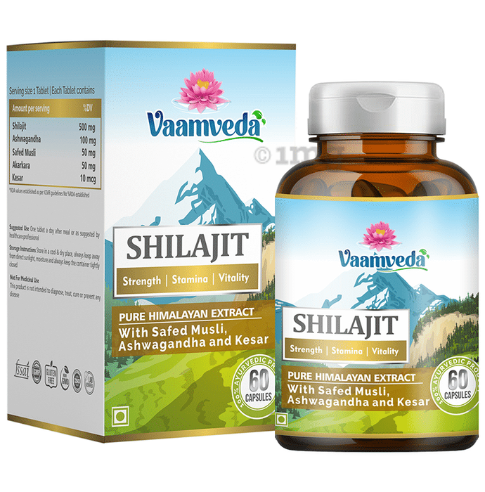 Vaamveda Pure Himalayan Extract Shilajit Capsule (60 Each)