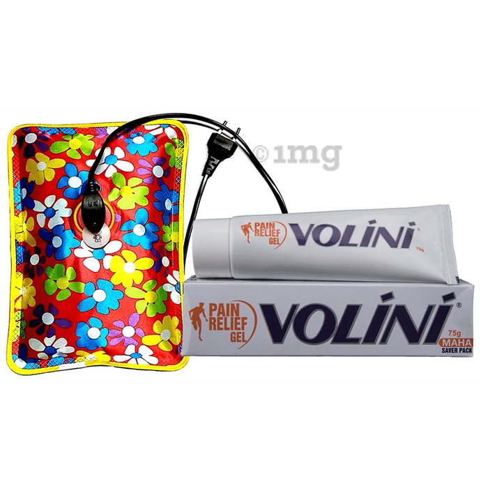 Pain Relief Combo of Healthtokri Electric Rechargeable Heating Gel Warm Bag and Volini Pain Relief Gel 75gm