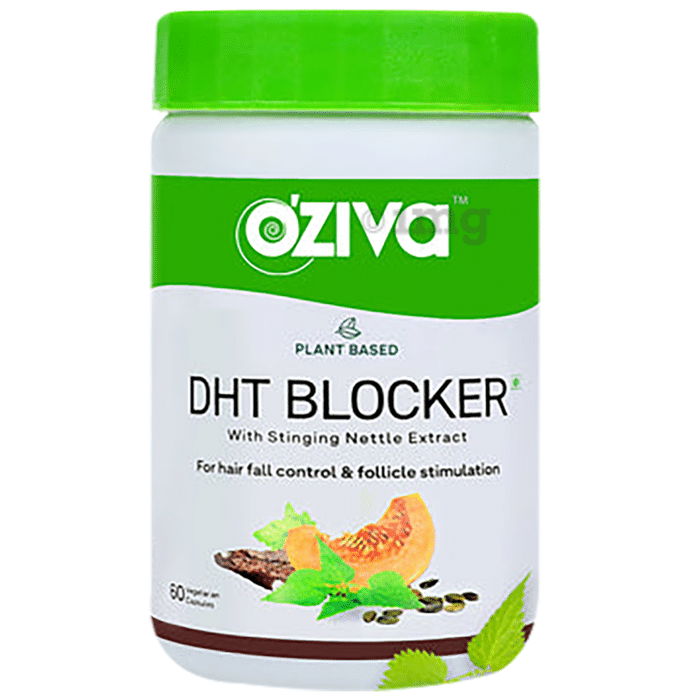 Oziva Plant Based DHT Blocker Vegetarian Capsule for Hair Fall Control & Follicle Stimulation