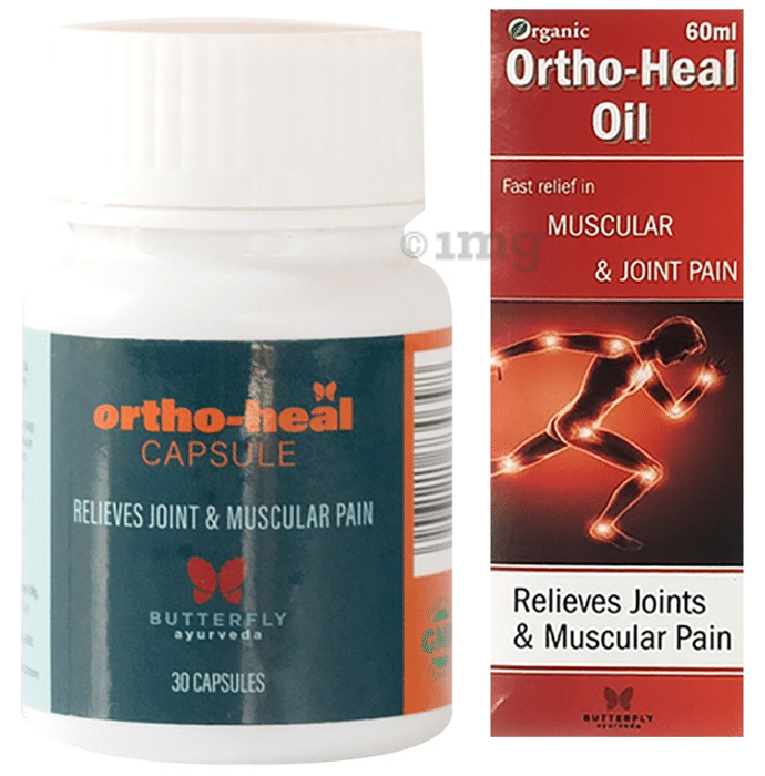 Butterfly Ayurveda Combo Pack of Ortho Heal Oil 60ml & Ortho Heal 30 Capsules