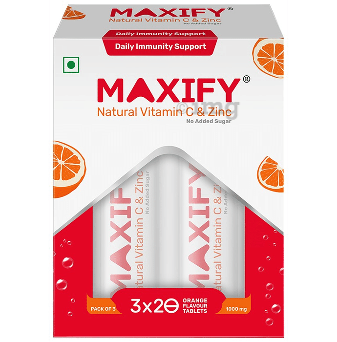 Maxify Natural Vitamin C & Zinc Effervescent Tablet (20 Each) Orange
