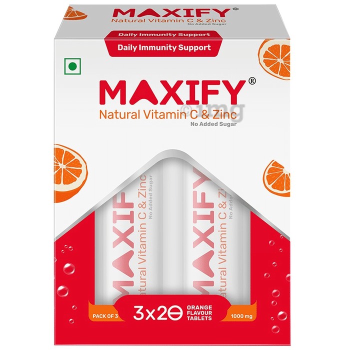 Maxify Natural Vitamin C & Zinc Effervescent Tablet (20 Each) Orange