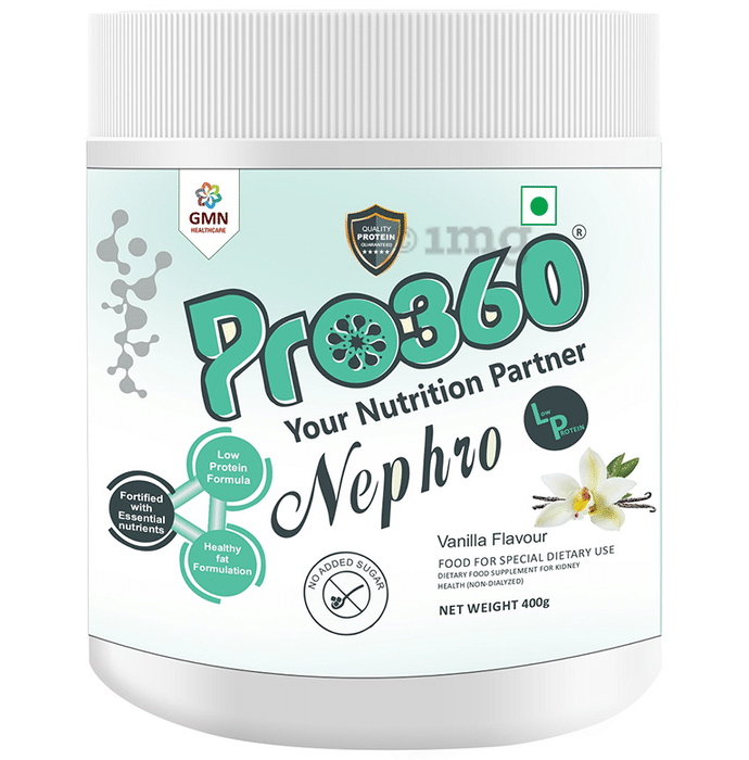 Pro360 Nephro Low Protein for Kidney Health (Non-Dialyzed) | No Added Sugar | Flavour Vanilla