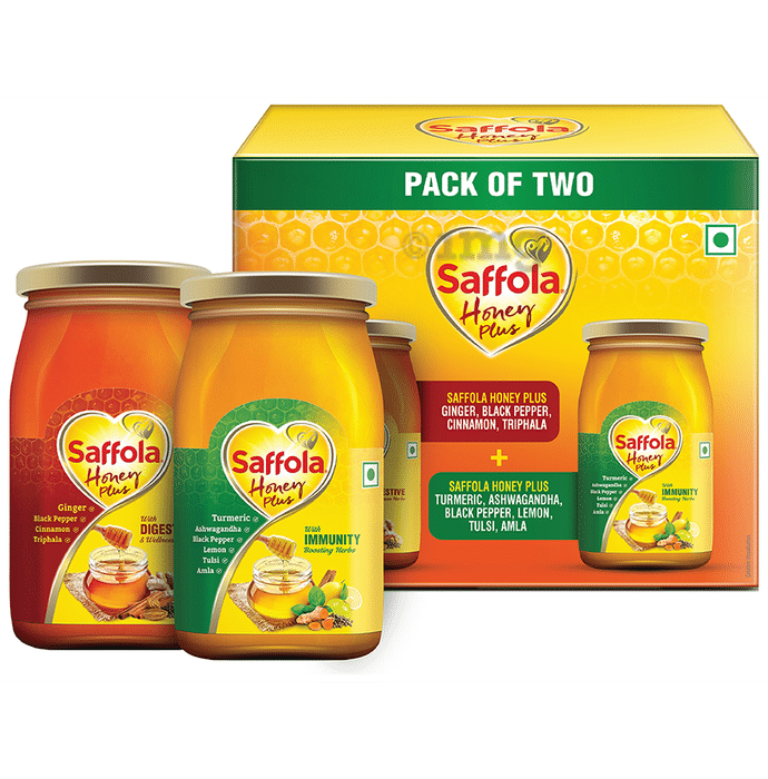 Saffola Honey Plus with Immunity Boosting Herbs + Digestive & Wellness Herbs 250gm Each