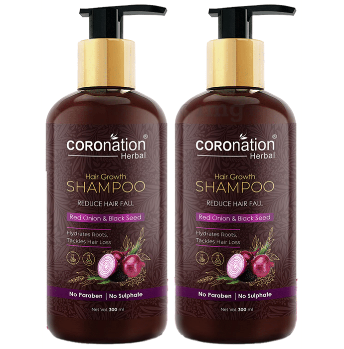 Coronation Herbal Red Onion & Black Seed Hair Growth Shampoo (300ml Each):  Buy combo pack of 2 bottles at best price in India | 1mg