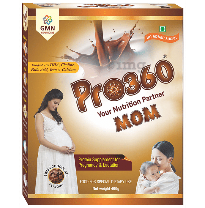 Pro360 Mom Protein Supplement for Pregnancy & Lactation | No Added Sugar | Flavour Swiss Chocolate