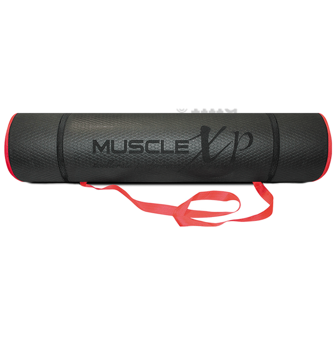 MuscleXP EVA Yoga Mat with Carrying Strap 6mm Black