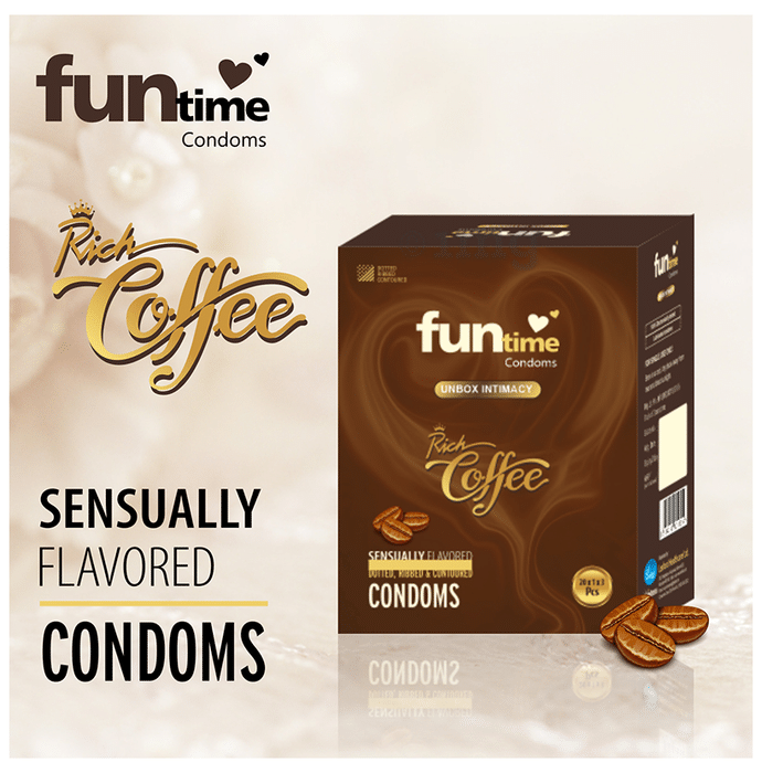 Funtime Dotted, Ribbed & Contoured Condom Rich Coffee: Buy box of 3.0  condoms at best price in India