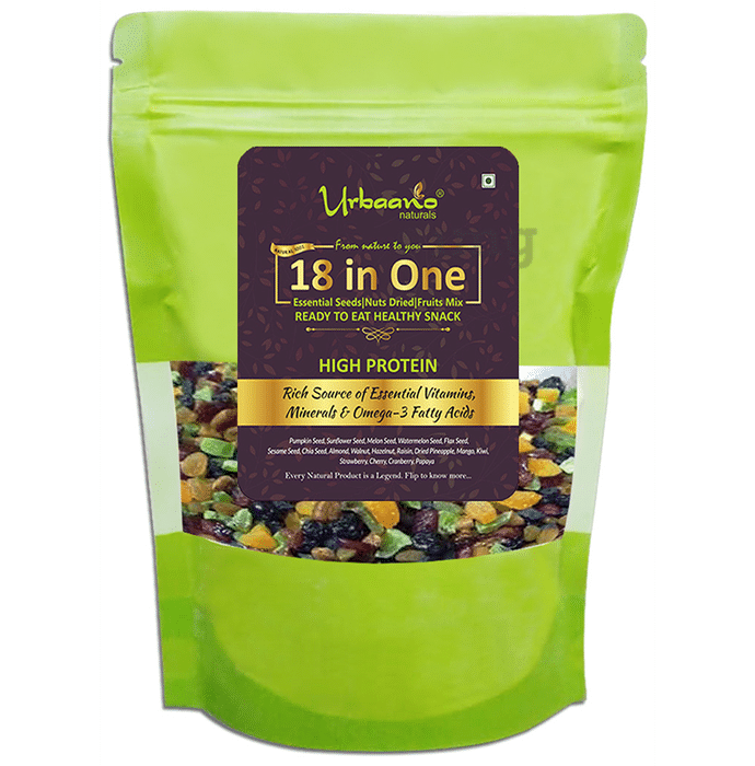 Urbaano Naturals Super Healthy Seeds-Nuts-Dried Fruits Mix -18 in One (Almond, Walnut, Hazel Nut, Raisin with Seeds & 8 Exotic Dried Fruit)