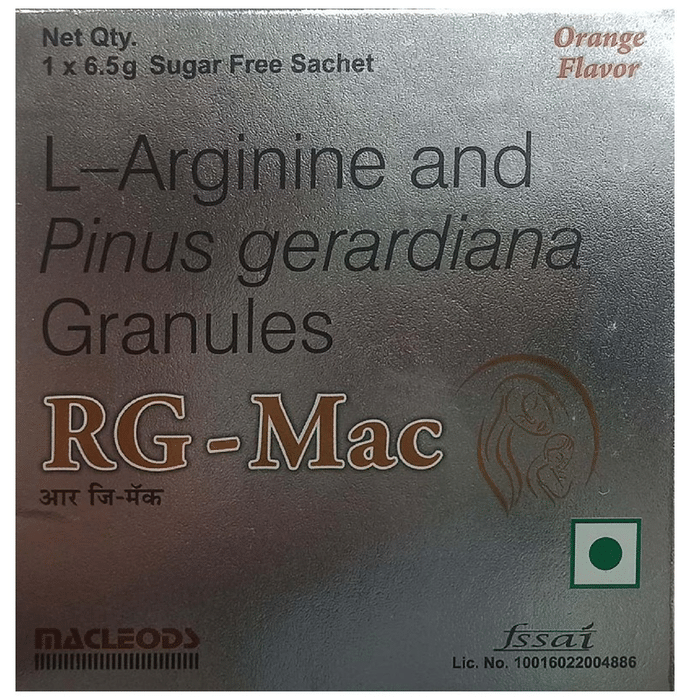 RG-Mac Orange Sugar Free Sachet with L-Arginine & Proanthocyanidin Granules | Flavour