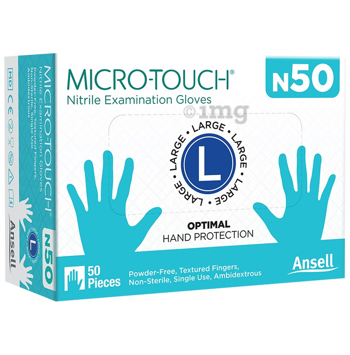 Ansell N50 Micro-Touch Nitrile Examination Gloves(50 Each) Large