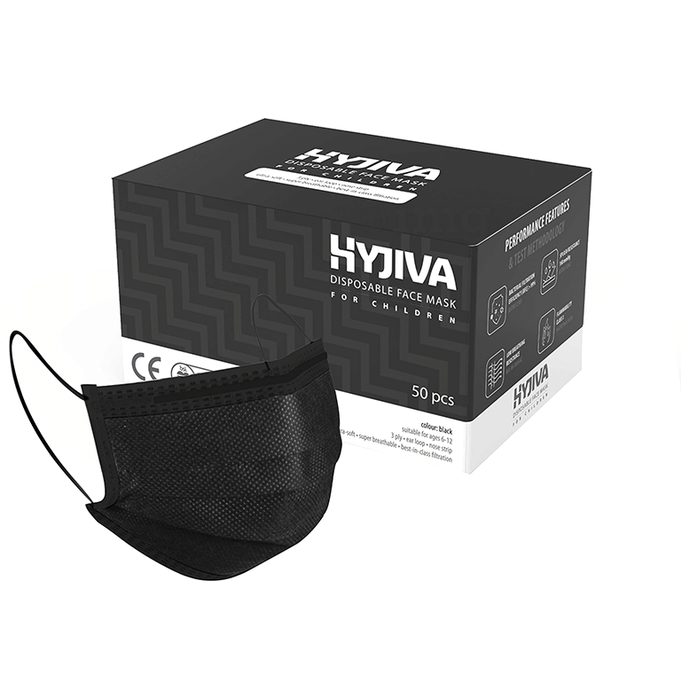 Hyjiva 3 Ply Disposable Face Mask for Children Black