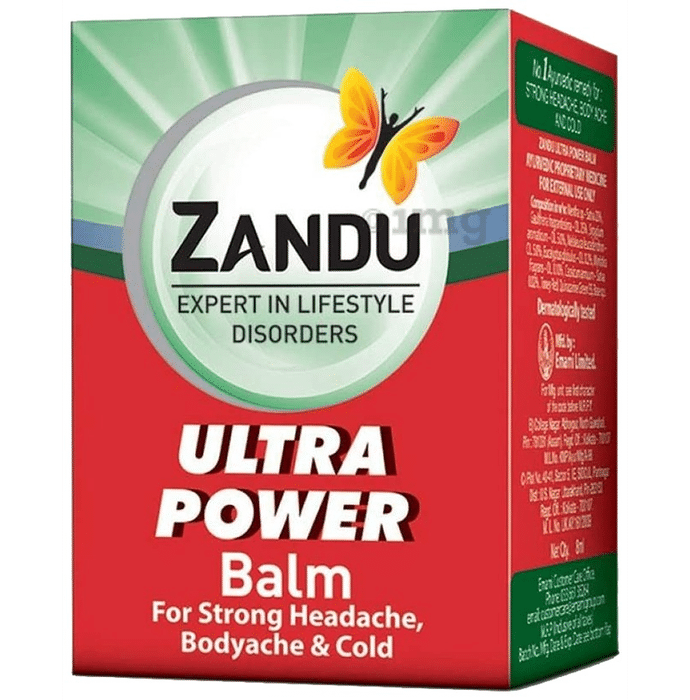 Zandu Ultra Power Balm | For Pain Relief from Strong Headache, Bodyaches & Cold