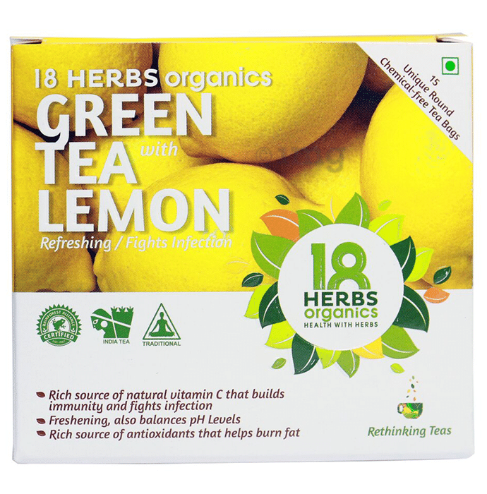 18 Herbs Organics Green Tea Bag (1.25gm Each) with Lemon